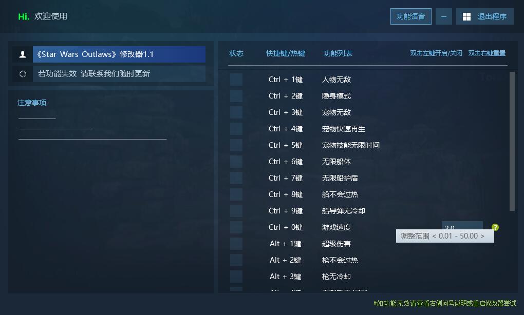 星球大战:亡命之徒 Starwars: outlaws 21项修改器 支持所有平台游戏封面 星球大战:亡命之徒 Starwars: outlaws 21项修改器 支持所有平台游戏封面